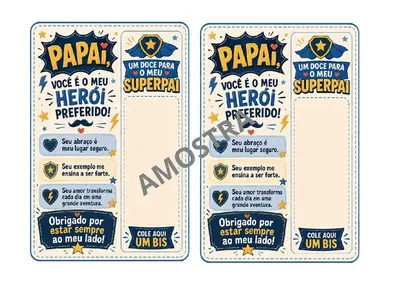 3 Cartões para o Dia dos Pais Para Chocolate BIS – educação infantil