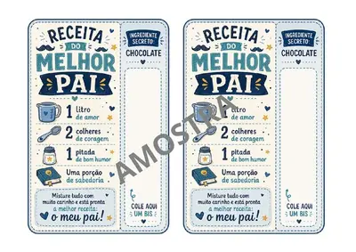 3 Cartões para o Dia dos Pais Para Chocolate BIS – ensino fundamental