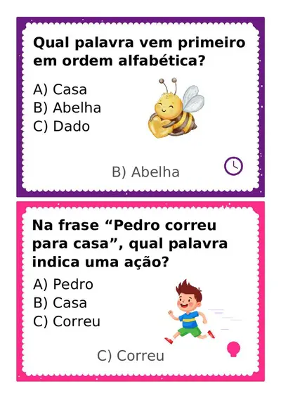Perguntas com respostas para gincana - 3º ano – ensino fundamental