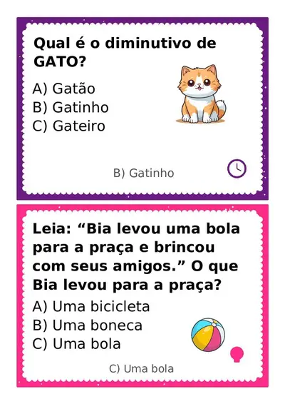 Perguntas com respostas para gincana - 3º ano – pronto em pdf