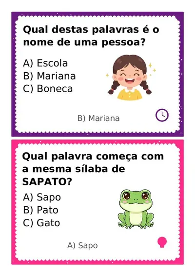 Perguntas com respostas para gincana - 3º ano – recurso pronto