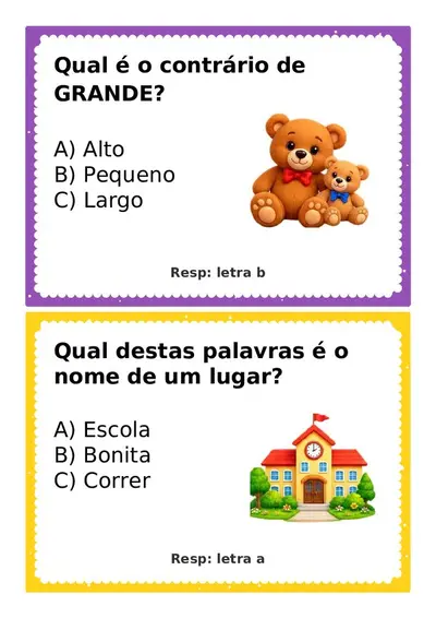 Perguntas com respostas para gincana - 4º ano – ensino fundamental