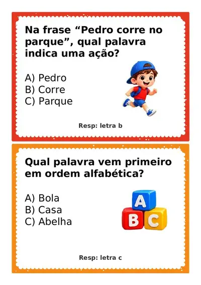 Perguntas com respostas para gincana - 4º ano – recurso pronto