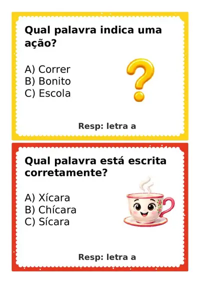 Perguntas com respostas para gincana - 5º ano – educação infantil
