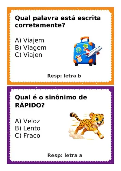 Perguntas com respostas para gincana - 5º ano – ensino fundamental