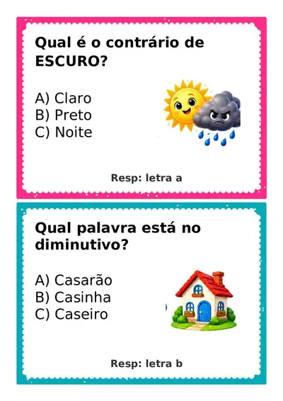 Perguntas com respostas para gincana - 5º ano – recurso pronto
