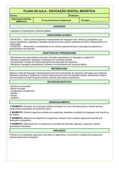 288 Planos de Aulas Prontos 5º Ano Fundamental – 4 Bimestres – pronto em pdf