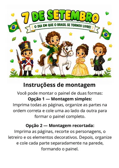 Painel 7 de Setembro para Imprimir – Independência do Brasil – ensino fundamental