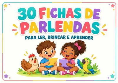 Parlendas para imprimir - 30 fichas coloridas – alfabetização