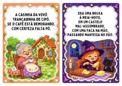 Parlendas para imprimir - 30 fichas coloridas – colorido