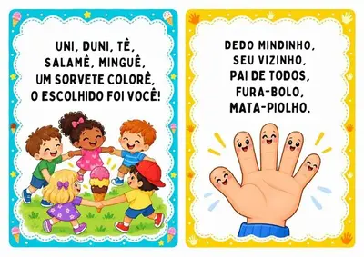 Parlendas para imprimir - 30 fichas coloridas – ensino fundamental