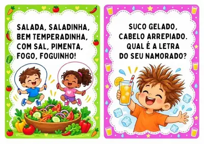 Parlendas para imprimir - 30 fichas coloridas – para educação infantil
