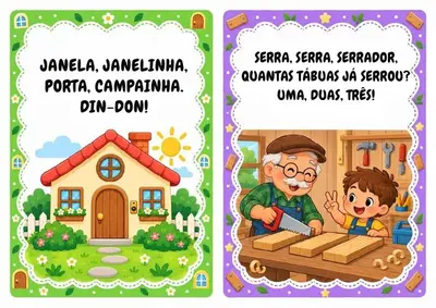 Parlendas para imprimir - 30 fichas coloridas – pdf para imprimir