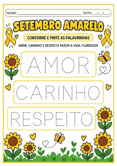 Atividades gratuitas setembro amarelo – alfabetização